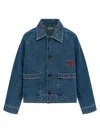 Bode Indigo Blue Embroidered Jacket In Brown