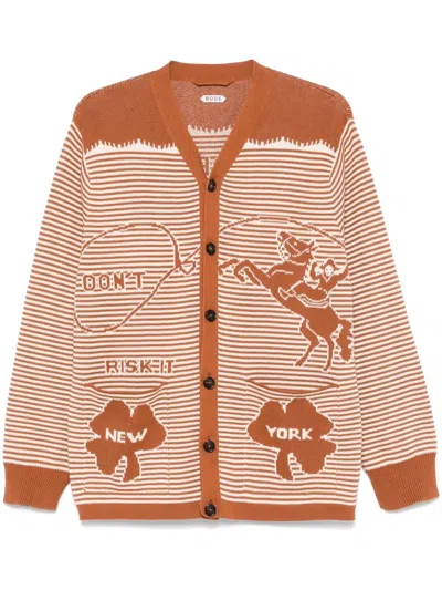 Bode Brown Intarsia-knit Cardigan In Braun