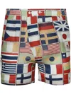 Bode International Straight-leg Printed Linen Shorts In Blue