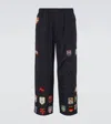 Bode Interrail Embroidered Wide-leg Pants In Navy Multi