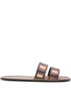 Bode Interwoven Striped Slides In Brown