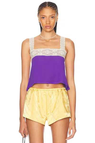 Bode Iris Lace Tank In Purple White
