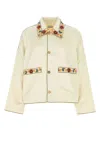 Bode Candyfloss Embroidered Voile-trimmed Satin Track Jacket In Blue