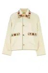 Bode Candyfloss Embroidered Voile-trimmed Satin Track Jacket In White