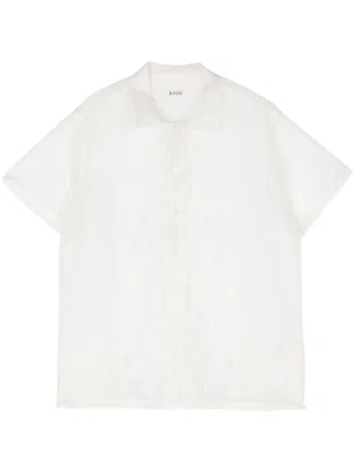 Bode Ivy Embroidered Sheer Shirt In White