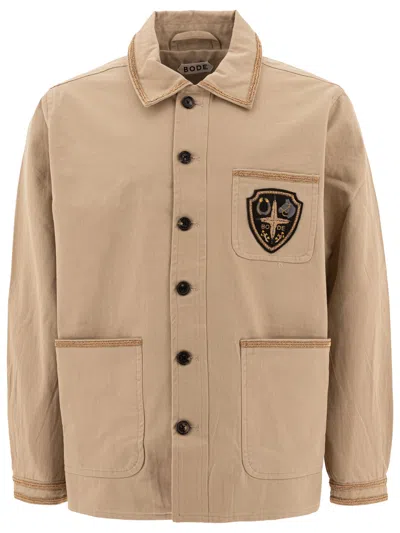 Bode Men Beige Cotton Bullion Jacket In Brown