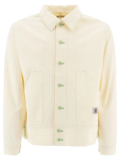 Bode Boxy Cotton Jacket With Button-up Front In Neutral