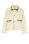Bode Candyfloss Embroidered Voile-trimmed Satin Track Jacket In White