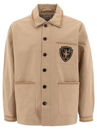 Bode Men Beige Cotton Bullion Jacket In Brown