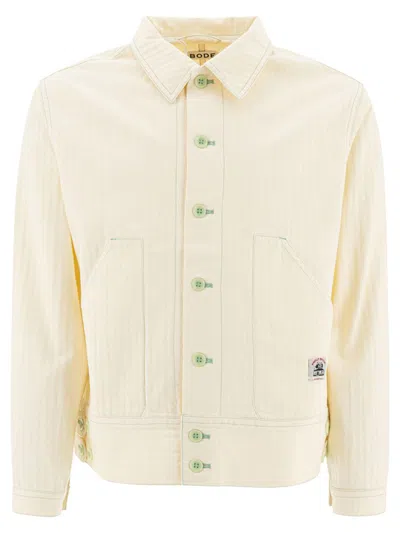 Bode Boxy Cotton Jacket With Button-up Front In Neutral