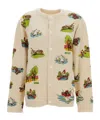Bode Jacquard Pattern Wool Blend Cardigan In Multi