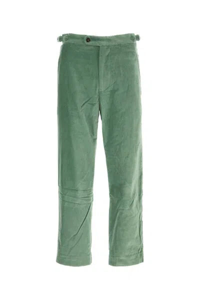 Bode Pantalone In Velluto Verde Uomo In Green
