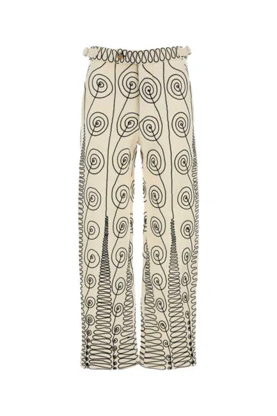 Bode Embroidered Wool Quillwork Pant In Neutral