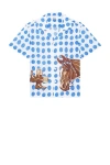 Bode Jockey Dot Printed Cotton Shirt In Blue Multi