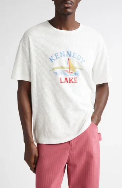 BODE BODE KENNEDY LAKE POINTELLE COTTON GRAPHIC T-SHIRT