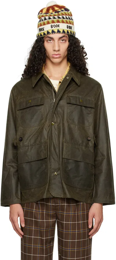 Bode Khaki Waxed Jacket In Brown