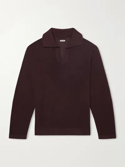 Bode Knitted Cotton-crepe Polo Shirt In Brown