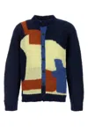 Bode Chapeau Colour-blocked Brushed Alpaca-blend Cardigan In Blue