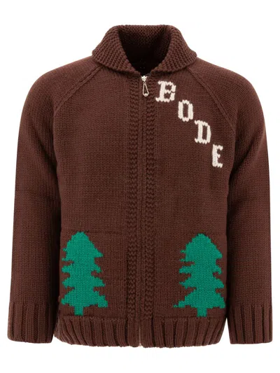 Bode Graphic Design Raglan Sleeve Sweater In Brown