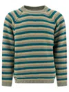 Bode Striped Wool Mossy Glen Crew-neck Sweater In Green