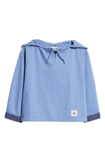 Bode Knolly Brook Hooded Cotton Twill Pullover In Blue