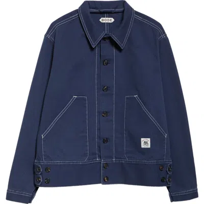 Bode Knolly Brook Side Tab Jacket In Dark Navy