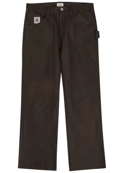 Bode Knolly Brook Straight-leg Waxed Cotton Trousers In Brown