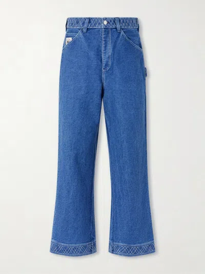 Bode Knolly Brook Straight-leg Embroidered Jeans In Blue