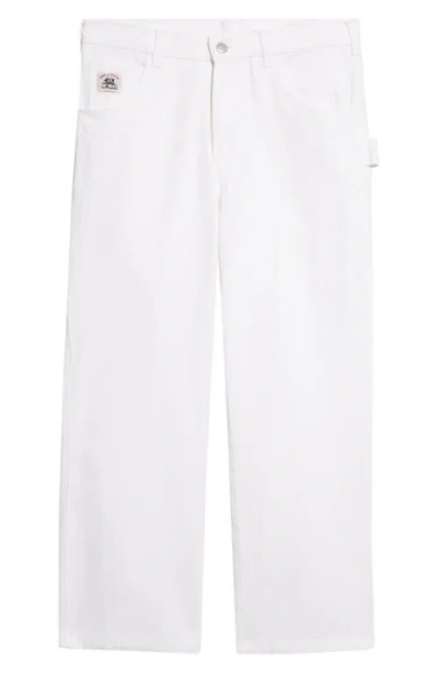 Bode Knolly Brook Straight-leg Cotton-twill Trousers In White