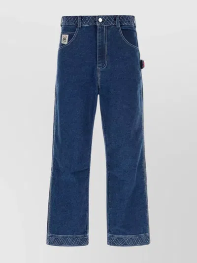 Bode Knolly Brook Wide Leg Jeans In Indigo