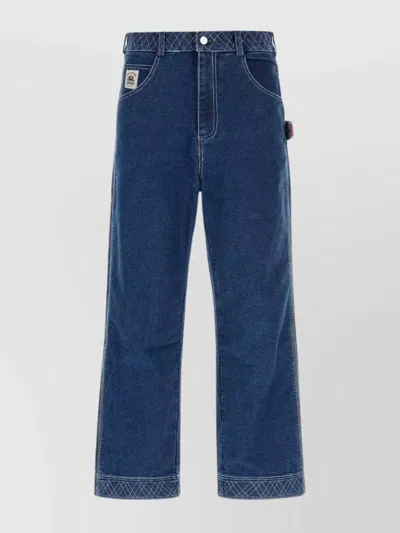 Bode Knolly Brook Embroidered Wide-leg Jeans In Blue