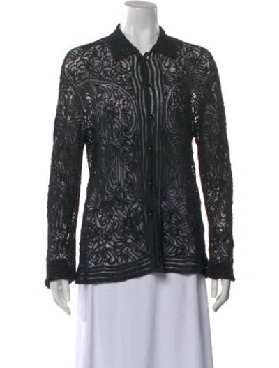 Pre-owned Bode Lace Lace Pattern Blouse In Black