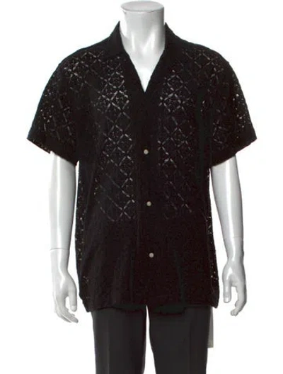 Pre-owned Bode Lace Pattern Collar Polo Shirt In Black