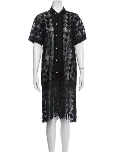 Pre-owned Bode Lace Pattern Long Dress In Black