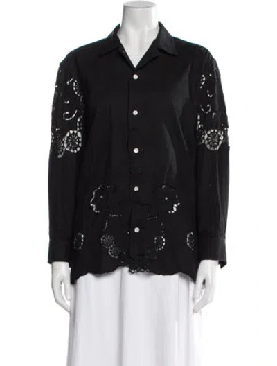 Pre-owned Bode Lace Pattern Long Sleeve Blouse In Multi