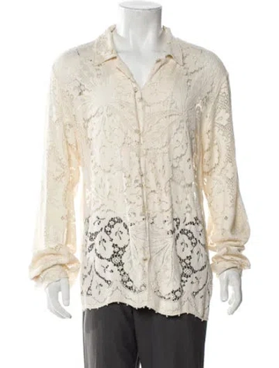 Pre-owned Bode Lace Pattern Long Sleeve Dress Shirt In Neutral