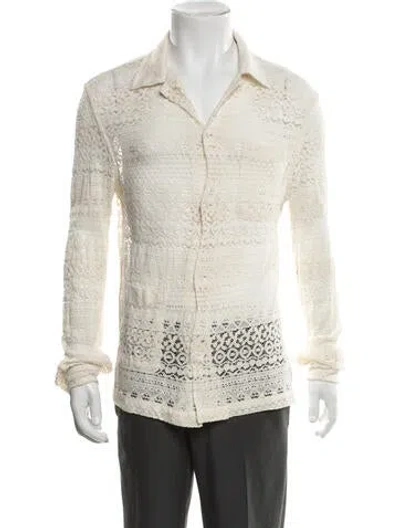 Pre-owned Bode Lace Pattern Long Sleeve Dress Shirt In Neutral