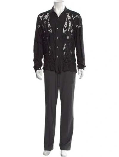Pre-owned Bode Lace Pattern Long Sleeve Shirt In Black