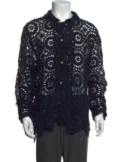 Pre-owned Bode Lace Pattern Long Sleeve Shirt In Black