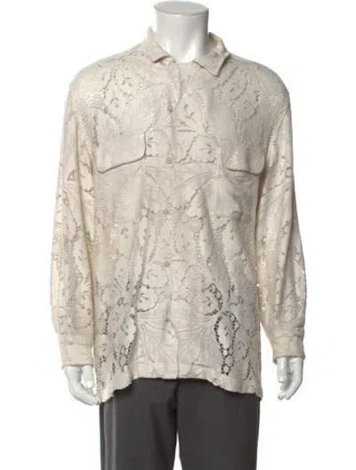 Pre-owned Bode Lace Pattern Long Sleeve Shirt In Neutral