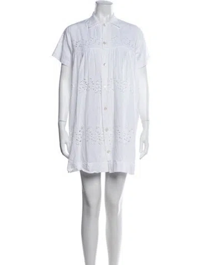 Pre-owned Bode Lace Pattern Mini Dress In White