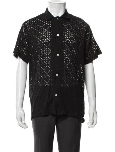 Pre-owned Bode Lace Pattern Short Sleeve Shirt In Black