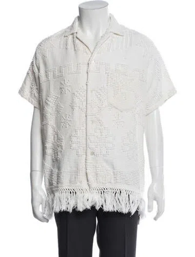 Pre-owned Bode Lace Pattern Short Sleeve Shirt In Blue