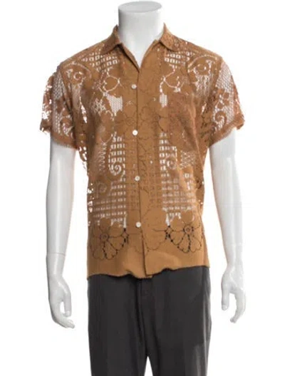 Pre-owned Bode Lace Pattern Short Sleeve Shirt In Brown