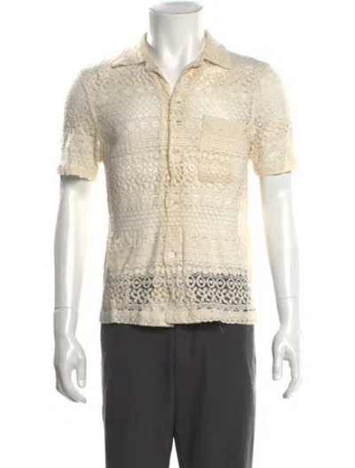 Pre-owned Bode Lace Pattern Short Sleeve Shirt In Neutral