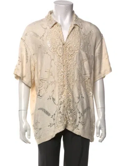 Pre-owned Bode Lace Pattern Short Sleeve Shirt In Neutral