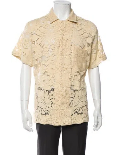 Pre-owned Bode Lace Pattern Short Sleeve Shirt In Neutrals