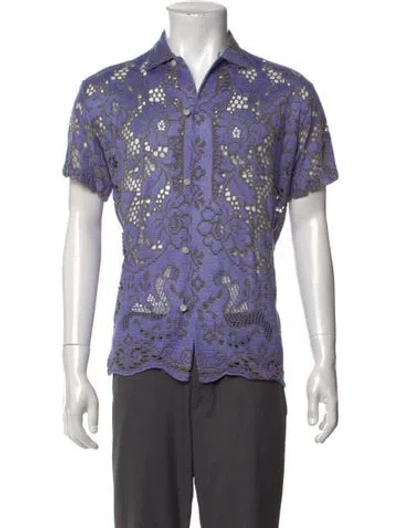 Pre-owned Bode Lace Pattern Short Sleeve Shirt In Purple