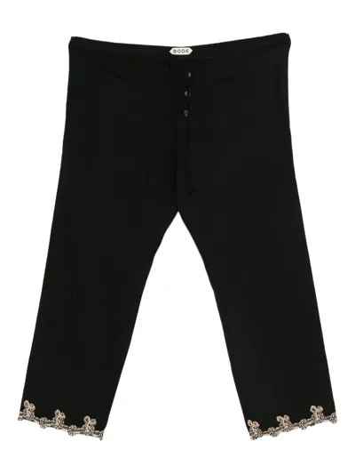 Bode Lace-trimmed Drawstring Trousers In Black