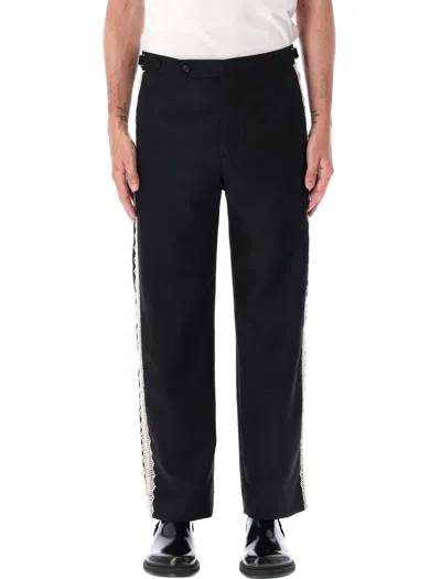 Bode Lacework Side Buckle Trousers In Black